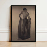 Male Nude Draped in Vetti - Lionel Wendt Queer Art Print / Canvas Black-framed Sepia-toned Muscular Man Fabric, Cultural Drapery Prints