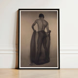 Male Nude Draped in Vetti - Lionel Wendt Queer Art Print / Canvas Black-framed Sepia-toned Photograph Muscular Man Profile, Cultural