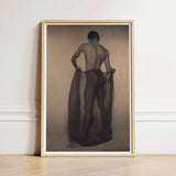Male Nude Draped in Vetti - Lionel Wendt Queer Art Print / Canvas Sepia-toned Framed Muscular Man Dark Fabric, Cultural Drapery Prints
