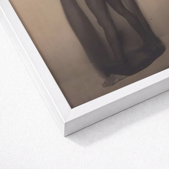 Male Nude Draped in Vetti - Lionel Wendt Queer Art Print / Canvas White Framed Artwork Sepia-toned Legs Sheer Fabric, Cultural Drapery