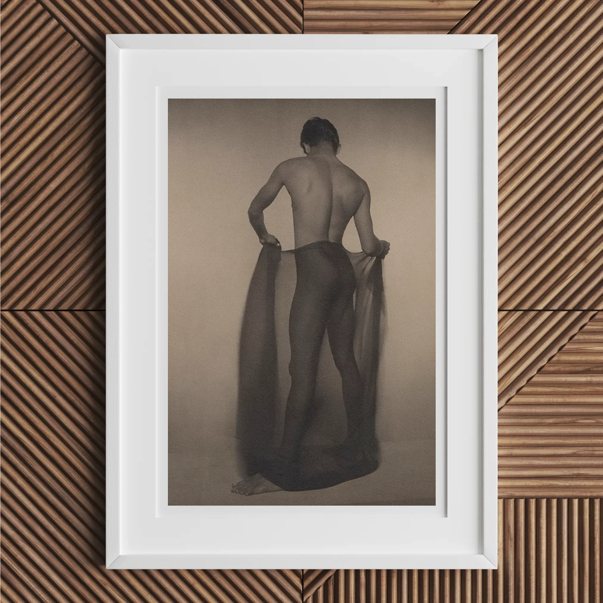 Male Nude Draped In Vetti By Lionel Wendt Fine Art Print - Posters Prints & Visual Artwork - Aesthetic Art
