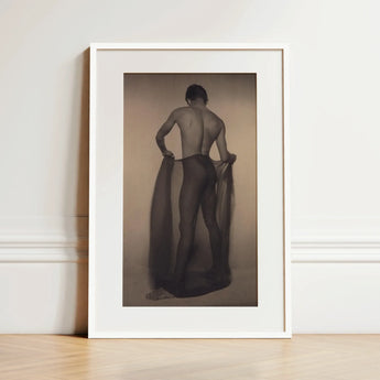 Male Nude Draped in Vetti - Lionel Wendt Queer Art Print / Canvas, 12x18’’ / 31x46cm / White Frame / Matboard, Posters Prints & Visual