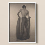 Male Nude Draped in Vetti - Lionel Wendt Queer Art Print / Canvas Black-and-white Framed Photograph Man Profile Fabric, Cultural Drapery