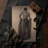 Male Nude Draped in Vetti - Lionel Wendt Queer Art Print / Canvas Sepia-toned Illustration Muscular Man Profile Depicted Detailed Texture,