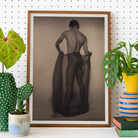 Male Nude Draped in Vetti Lionel Wendt Queer Art Print, Framed Black White Photograph View Figure Draped Fabric