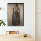 Male Nude Draped in Vetti - Lionel Wendt Queer Framed Canvas, Black White Artistic Photograph Figure Draped Fabric Mounted