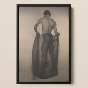 Male Nude Draped in Vetti Lionel Wendt Queer Framed Canvas, Framed Black and White Photograph Person’s Partially Draped Fabric