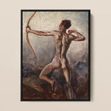 Male Nude with Drawn Bow - H. Willard Ortlip Art Print / Canvas, 12x16’’ / 31x41cm / Black Frame, Posters Prints & Visual Artwork, Toby Leon