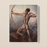 Male Nude with Drawn Bow - H. Willard Ortlip Art Print / Canvas, 12x16’’ / 31x41cm / White Frame, Posters Prints & Visual Artwork, Toby Leon