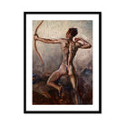 Male Nude with Drawn Bow H. Willard Ortlip Art Print, Framed Oil Painting Nude Male Archer