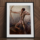 Male Nude with Drawn Bow H. Willard Ortlip Art Print, Framed Painting Nude Male Archer