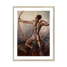 Male Nude with Drawn Bow H. Willard Ortlip Art Print, Framed Painting Male Archer Dynamic Pose