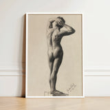 Framed Black-and-white Pencil Sketch Nude Male Figure Hands Gustav Klimt Fine, Art Print