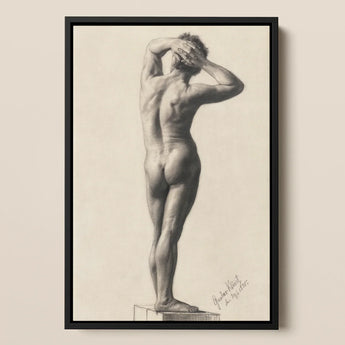 Male Nude - Gustav Klimt Fine Art Print / Canvas Black-framed Charcoal Nude Male Figure Classical Pose Gustav Klimt Fine, Fine Art Print,