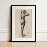 Male Nude - Gustav Klimt Fine Art Print / Canvas Black-framed Art Print Detailed Pencil Sketch Nude Male Gustav Klimt Fine, Fine Print,