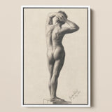 Male Nude - Gustav Klimt Fine Art Print / Canvas Framed Charcoal Sketch Nude Male Figure Hands Head Gustav Klimt Fine, Fine Art Print,