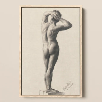 Male Nude - Gustav Klimt Fine Art Print / Canvas Framed Charcoal Sketch Nude Male Figure Profile Rendered Gustav Klimt Fine, Fine Art Print,