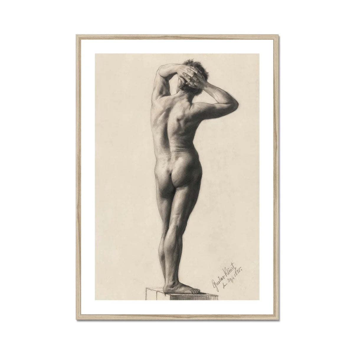 Male Nude - Gustav Klimt Fine Art Print, Framed Nude Figure