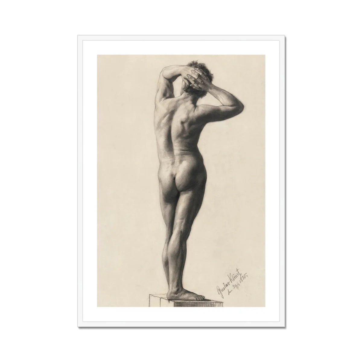 Male Nude - Gustav Klimt Fine Art Print, Framed Nude Figure