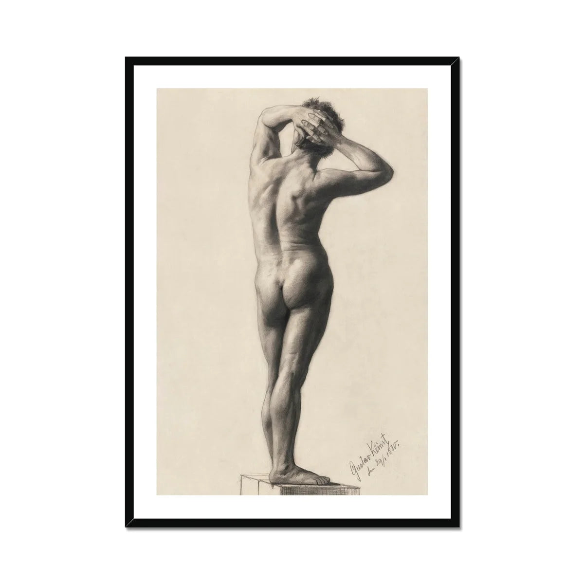 Male Nude - Gustav Klimt Fine Art Print, Framed Nude Figure