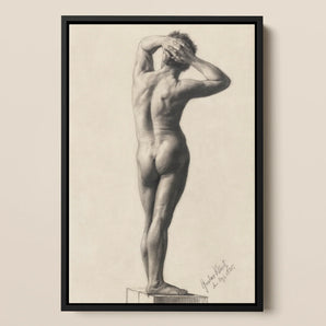 Male Nude Gustav Klimt Framed Canvas, Framed Nude Figure