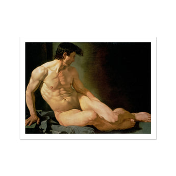 Male Nude - Joseph Galvan Fine Art Print / Canvas Figure Sculpture Dark Hair Muscular Physique, Umber Shadow Prints