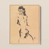 Male Nude Lithograph - Egon Schiele Art Print / Canvas, 12x16’’ / 31x41cm / Natural Frame, Posters Prints & Visual Artwork, Toby Leon