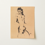 Male Nude Lithograph - Egon Schiele Art Print / Canvas, Egon Schiele Art, Hunger Pressed, Male Nude Lithograph