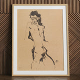 Male Nude Lithograph - Egon Schiele Art Print / Canvas, Egon Schiele Art, Hunger Pressed, Male Nude Lithograph