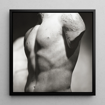 Male Nude Marble Torso Art Print / Canvas, 12x12’’ / 31x31cm / Black Frame, Posters Prints & Visual Artwork, Toby Leon