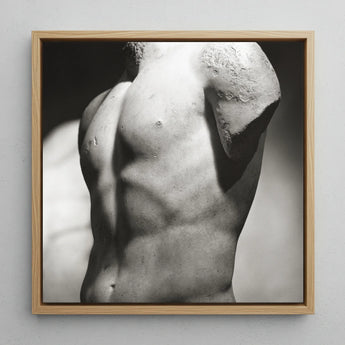 Male Nude Marble Torso Art Print / Canvas, 12x12’’ / 31x31cm / Natural Frame, Posters Prints & Visual Artwork, Toby Leon