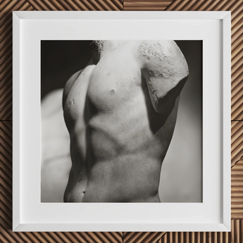 Male Nude Marble Torso Art Print / Canvas, 12x12’’ / 31x31cm / White Frame / Matboard, Posters Prints & Visual Artwork, Toby Leon