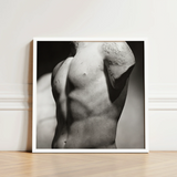 Black-and-white Framed Photograph Classical Marble Sculpture Torso Male Nude, Roman Fragment, Photography Collapses, Hadrianic Sculptor’s