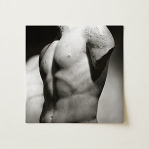 Male Nude Marble Torso Art Print / Canvas Black-and-white Photographic Print Classical Marble Sculpture Torso Defined Male Nude, Roman