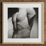 Male Nude Marble Torso Art Print / Canvas Framed Black-and-white Photograph Classical Sculpture’s Defined, Roman Fragment, Photography