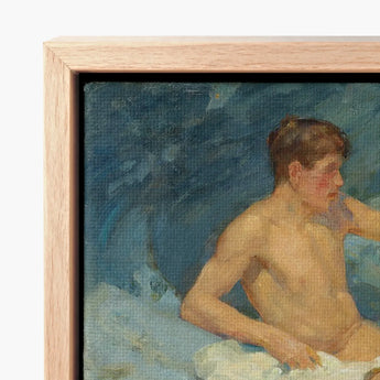 Framed Canvas Print Classical Oil Painting Nude Male Henry Scott Tuke, Paints, Bronzed Flesh Tones