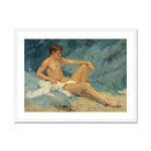 Male Nude Reclining on Rocks Henry Scott Tuke Art Print, Framed Painting Nude Male Figure Beach