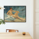 Male Nude Reclining on Rocks Henry Scott Tuke Framed Canvas, Framed Oil Painting Nude Male