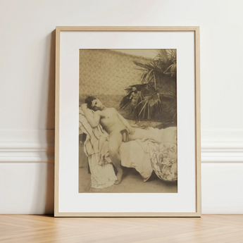 Male Nude Reclining - Vincenzo Galdi Fine Art Print / Canvas, 12x16’’ / 31x41cm / Natural Frame / Matboard, Posters Prints & Visual
