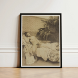 Male Nude Reclining - Vincenzo Galdi Fine Art Print / Canvas Black-framed Sepia-toned Figure Palm Fronds Galdi’s 19th-century, Prints