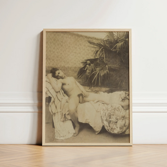 Male Nude Reclining - Vincenzo Galdi Fine Art Print / Canvas Sepia-toned Framed Figure Outdoor Encased Galdi’s 19th-century, Prints