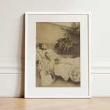 Male Nude Reclining - Vincenzo Galdi Fine Art Print / Canvas Vintage Sepia-toned Framed Photograph Nude Figure Palm Fronds Vincenzo Galdi’s