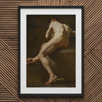 Male Nude Seen from Behind - Ubaldo Gandolfi Fine Art Print / Canvas Black Framed Nude Male Figure Painting Ubaldo Gandolfi, Gandolfi Fine
