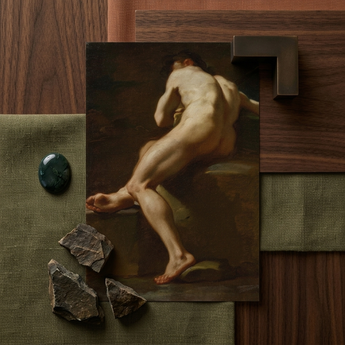 Male Nude Seen from Behind - Ubaldo Gandolfi Fine Art Print / Canvas Classical Oil Painting Nude Male Figure Dynamic Pose Ubaldo Gandolfi,