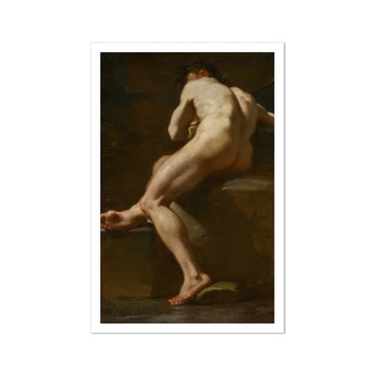 Male Nude Seen from Behind - Ubaldo Gandolfi Fine Art Print / Canvas Nude Male Figure Seated Ubaldo Gandolfi, Gandolfi Fine Art, Celestial