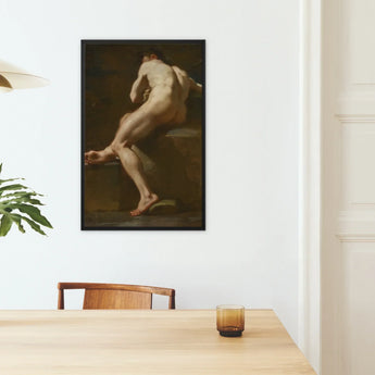 Male Nude Seen from Behind - Ubaldo Gandolfi Fine Art Print / Canvas Framed Classical Painting Nude Male Figure Dynamic Pose Ubaldo