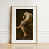 Male Nude Seen from Behind - Ubaldo Gandolfi Fine Art Print / Canvas Framed Classical Painting Nude Male Figure Dynamic Pose Ubaldo