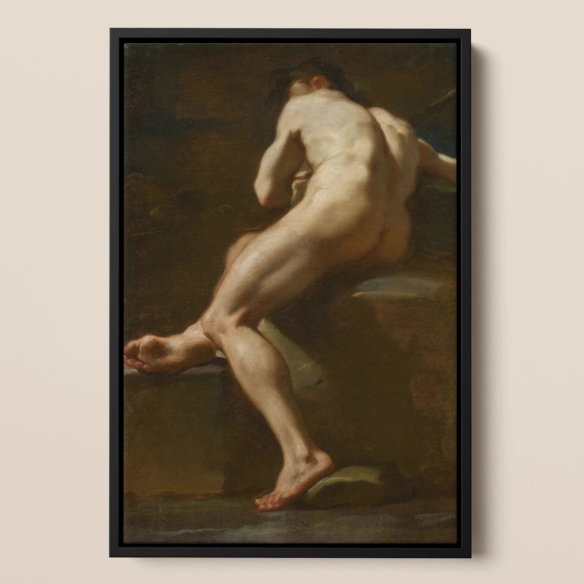 Male Nude Seen from Behind - Ubaldo Gandolfi Framed Canvas, Framed Nude Male Figure