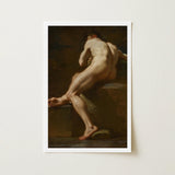 Male Nude Seen from Behind - Ubaldo Gandolfi Fine Art Print / Canvas Framed Classical Oil Painting Figure Dynamic, Celestial Constellation