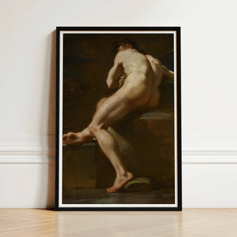 Male Nude Seen from Behind - Ubaldo Gandolfi Fine Art Print / Canvas Framed Classical Painting Figure Dynamic Pose, Celestial Constellation